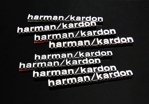 8x harman kardon style aluminium emblem badge sticker chrome 43x5mm