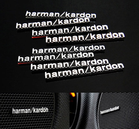 8x harman kardon style aluminium emblem badge sticker chrome 43x5mm
