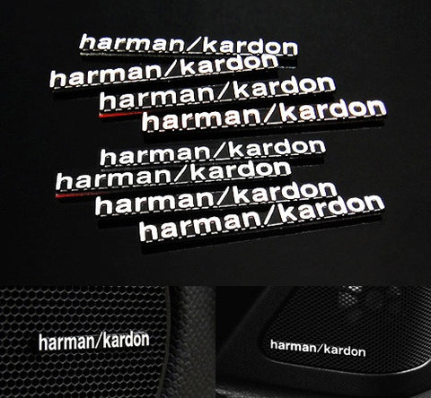 8x harman kardon style aluminium emblem badge sticker chrome 43x5mm