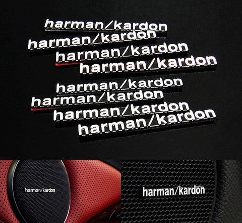 8x harman kardon style aluminium emblem badge sticker chrome 43x5mm