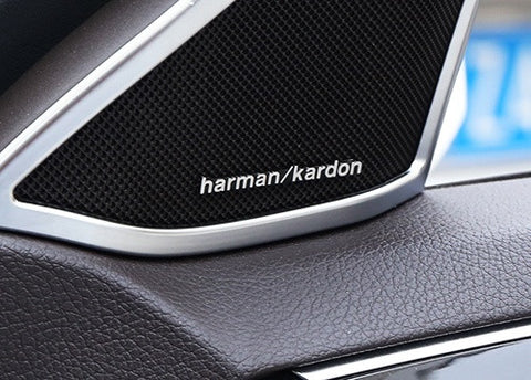 8x harman kardon style aluminium emblem badge sticker chrome 43x5mm