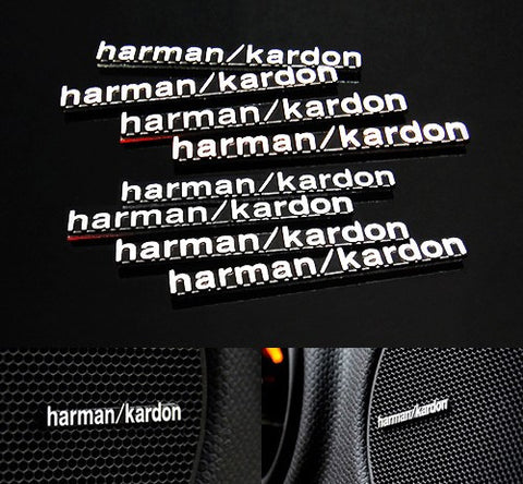 8x harman kardon style aluminium emblem badge sticker chrome 43x5mm