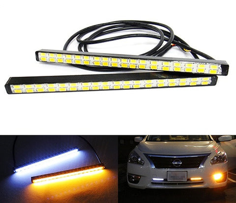2x Universal Euro style Switchback White/Amber 36 SAMSUNG SMD LED Daytime Running Light DRL Fog Lamp