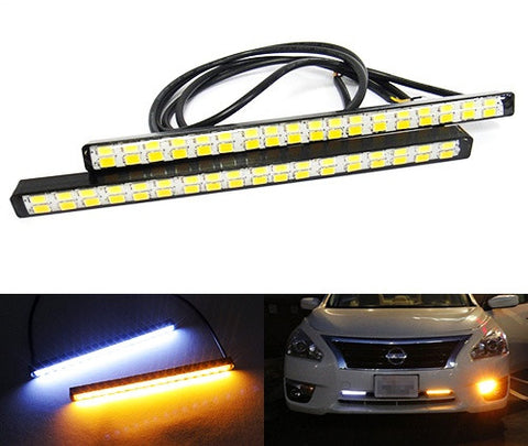 2x Universal Euro style Switchback White/Amber 36 SAMSUNG SMD LED Daytime Running Light DRL Fog Lamp
