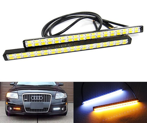 2x Universal Euro style Switchback White/Amber 36 SAMSUNG SMD LED Daytime Running Light DRL Fog Lamp