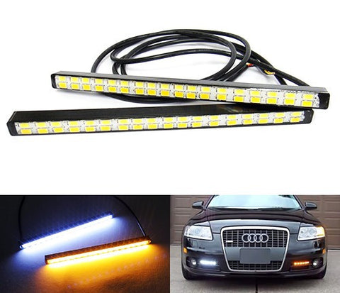 2x Universal Euro style Switchback White/Amber 36 SAMSUNG SMD LED Daytime Running Light DRL Fog Lamp