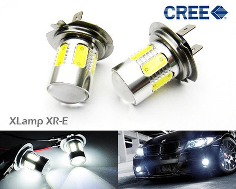 2x H7 (499) CREE XR-E LED Projector Light w/ 6 Plasma SMD LED 14W white