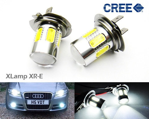 2x H7 (499) CREE XR-E LED Projector Light w/ 6 Plasma SMD LED 14W white