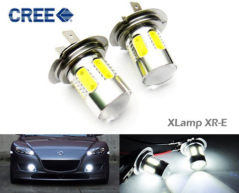 2x H7 (499) CREE XR-E LED Projector Light w/ 6 Plasma SMD LED 14W white