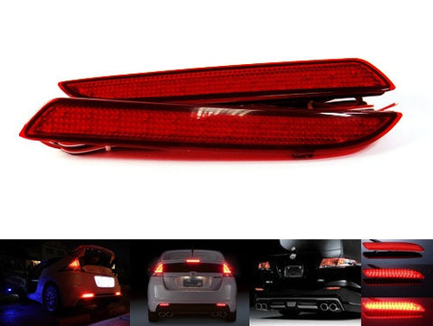 2x LED Bumper Reflector Red lens Tail Brake Light lamp Red Honda type I