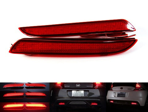 2x LED Bumper Reflector Red lens Tail Brake Light lamp Red Honda type I