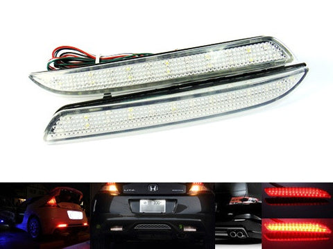 2x LED Bumper Reflector Clear lens Tail Brake Light Red Backup lamp White Honda type I