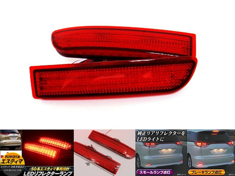 2x LED Bumper Reflector Red lens Tail Brake Light lamp Red Alphard Estima