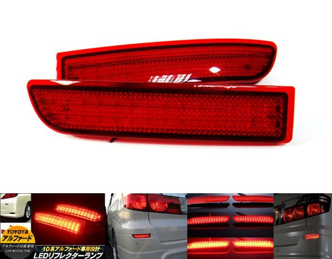 2x LED Bumper Reflector Red lens Tail Brake Light lamp Red Alphard Estima