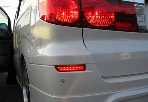 2x LED Bumper Reflector Red lens Tail Brake Light lamp Red Alphard Estima