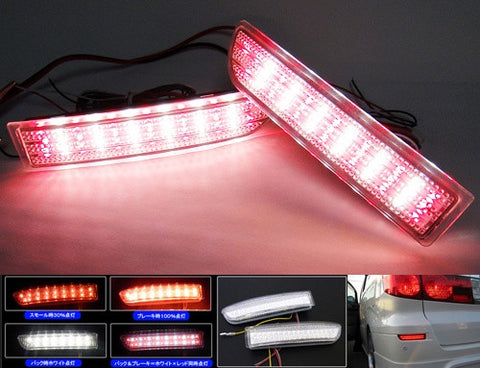 2x LED Bumper Reflector Red lens Tail Brake Light Red Backup lamp White Alphard Estima