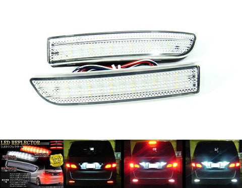 2x LED Bumper Reflector Red lens Tail Brake Light Red Backup lamp White Alphard Estima