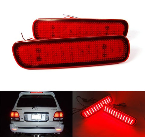 2x LED Bumper Reflector Red lens Tail Brake Light lamp Red 98-07 LX470 Land Cruiser