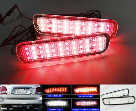 2x LED Bumper Reflector Clear lens Tail Brake Light Red Backup lamp White 98-07 LX470 Land Cruiser