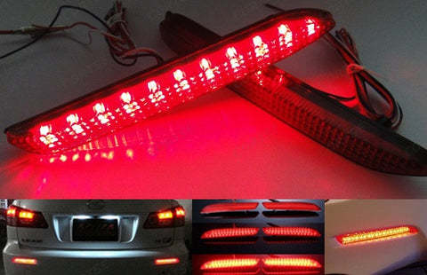 2 pieces of LED Bumper Reflector Red lens Tail Brake Light lamp Red Alphard 08+