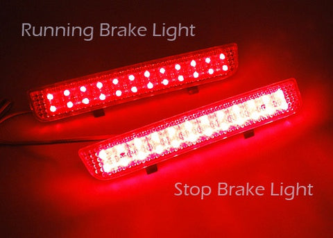 2x LED Bumper Reflector Red lens Tail Brake Light Red Land Rover L322 Range Rover LR2