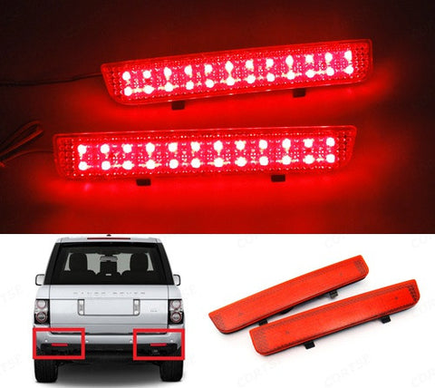 2x LED Bumper Reflector Red lens Tail Brake Light Red Land Rover L322 Range Rover LR2