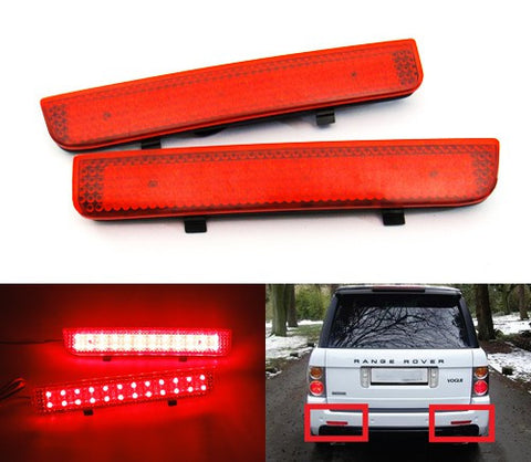 2x LED Bumper Reflector Red lens Tail Brake Light Red Land Rover L322 Range Rover LR2