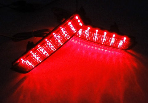 2x LED Bumper Reflector Black Smoked lens Tail Brake Light lamp Red Juke Murano Sentra FX35 FX50