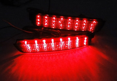 2x LED Bumper Reflector Black Smoked lens Tail Brake Light lamp Red Juke Murano Sentra FX35 FX50
