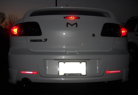 2x LED Bumper Reflector Clear lens Tail Brake Light Red Backup lamp White 04-09 Mazda3 Mazdaspeed3