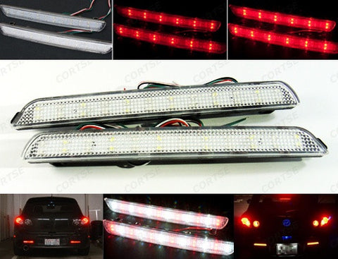 2x LED Bumper Reflector Clear lens Tail Brake Light Red Backup lamp White 04-09 Mazda3 Mazdaspeed3