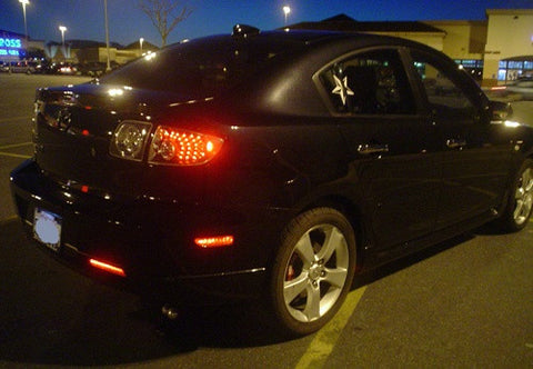 2x LED Bumper Reflector Red lens Tail Brake Light lamp Red 04-09 Mazda3 Mazdaspeed3