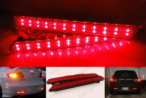 2x LED Bumper Reflector Red lens Tail Brake Light lamp Red 04-09 Mazda3 Mazdaspeed3