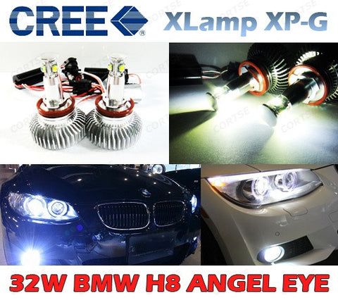 BMW Xenon white H8 32W CREE XP-G LED Angel Eyes / Halo Ring replacement Light / Lamp bulb