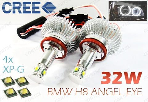 BMW Xenon white H8 32W CREE XP-G LED Angel Eyes / Halo Ring replacement Light / Lamp bulb