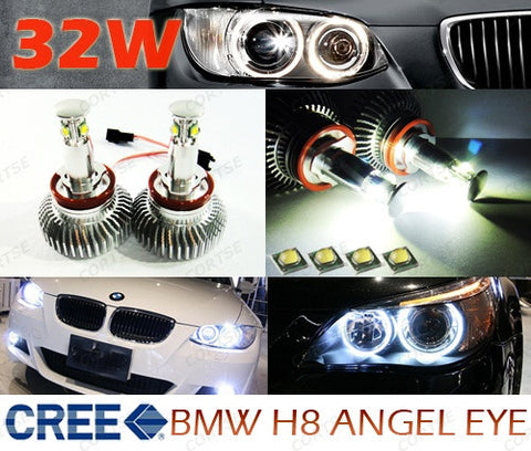 BMW Xenon white H8 32W CREE XP-G LED Angel Eyes / Halo Ring replacement Light / Lamp bulb