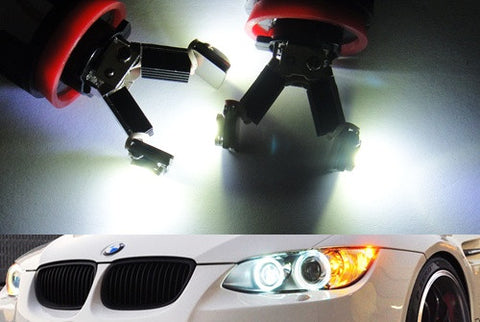 BMW xenon white H8 LED Angel Eyes / Halo Ring replacement Light / Lamp bulbs V-shape