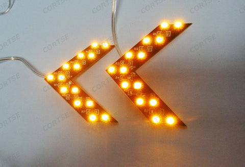 2 pieces of 14 SMD LED Side Mirror Turn Signal Arrow Panel Light Amber
