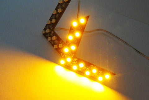 2 pieces of 14 SMD LED Side Mirror Turn Signal Arrow Panel Light Amber