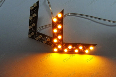 2 pieces of 14 SMD LED Side Mirror Turn Signal Arrow Panel Light Amber