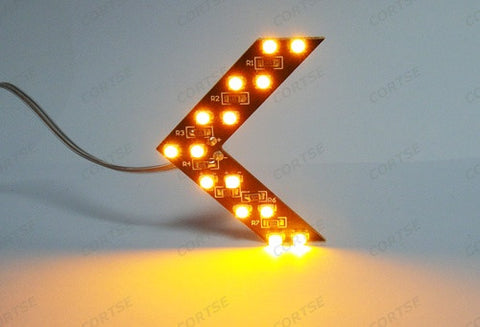 2 pieces of 14 SMD LED Side Mirror Turn Signal Arrow Panel Light Amber
