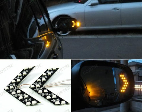 2 pieces of 14 SMD LED Side Mirror Turn Signal Arrow Panel Light Amber
