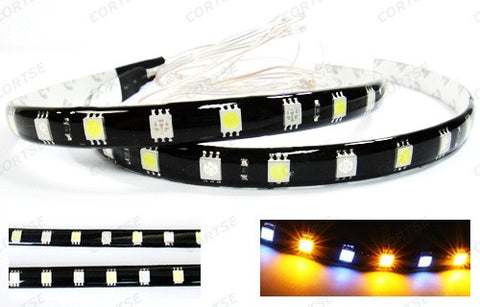 2 pieces of 18 High Power SMD LED Switchback Light strip 30cm white amber
