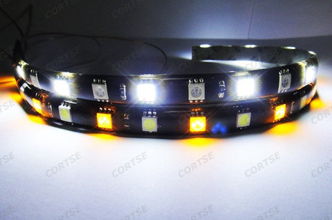2 pieces of 18 High Power SMD LED Switchback Light strip 30cm white amber