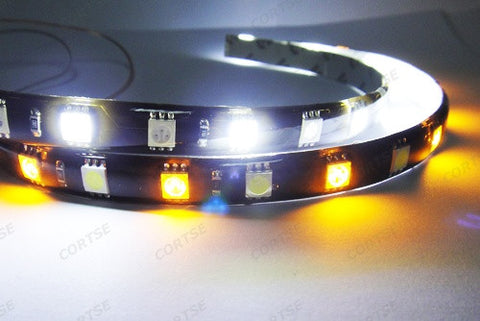 2 pieces of 18 High Power SMD LED Switchback Light strip 30cm white amber