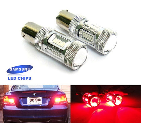 2 pieces of 15 SAMSUNG High Power 2835 SMD LED 566 BAZ15d 7225 P21/4W Light bulb 15W red