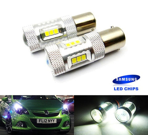 2 pieces of 15 SAMSUNG High Power 2835 SMD LED 566 BAZ15d 7225 P21/4W Light bulb 15W white