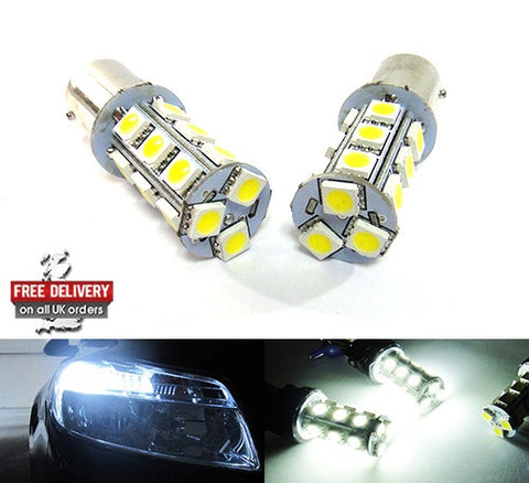 2 pieces of 18 high power SMD LED 566 BAZ15d 7225 P21/4W Light bulb white