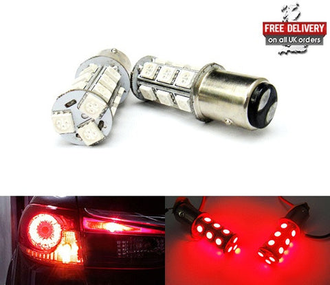 2 pieces of 18 high power SMD LED 566 BAZ15d 7225 P21/4W Light bulb red