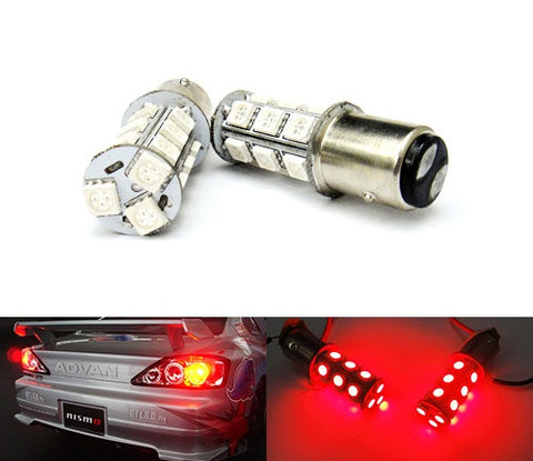 2 pieces of 18 high power SMD LED 566 BAZ15d 7225 P21/4W Light bulb red